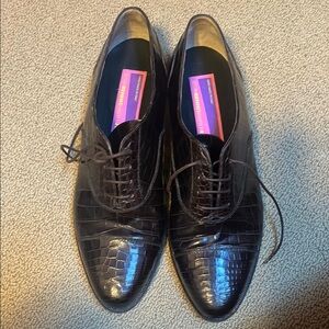 Susan Bennis/Warren Edwards Dark Brown Crocodile Oxfords